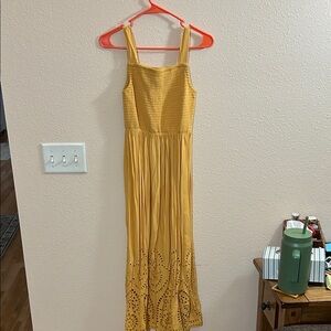 Maurice’s Yellow Maxi Dress with Lace Cutout Bottom